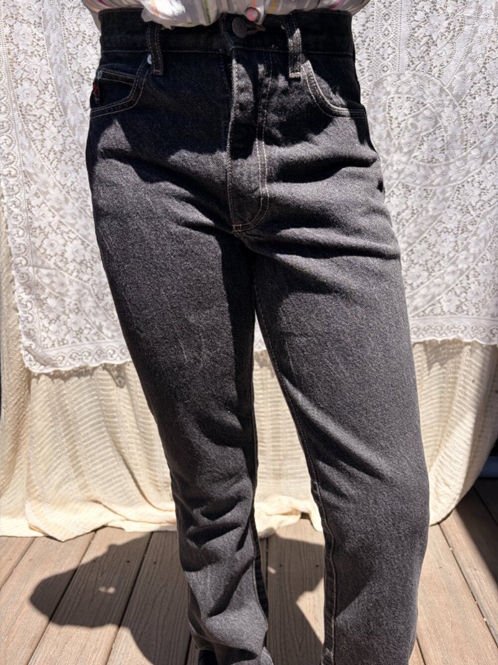 Vintage 80s Guess Jeans Black Denim Made in USA High Waist Size 27